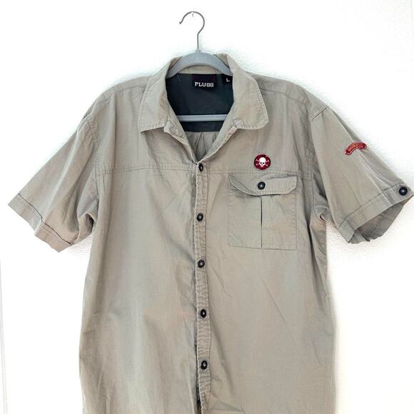 Plugg Men's Beige Cotton Button Up Shirt - Picture 3 of 8
